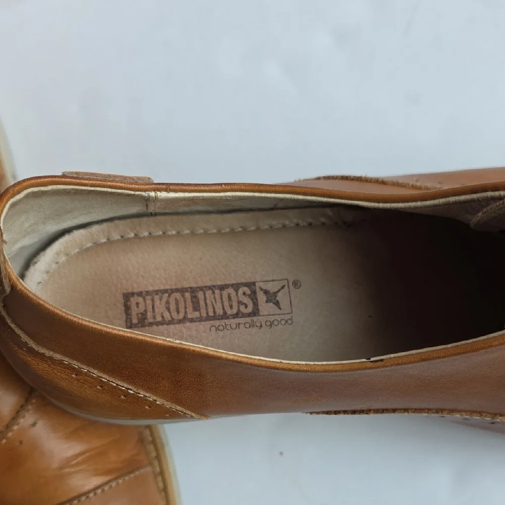 Pikolinos Brown Leather Slip-On Shoes